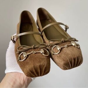 Gucci Tan Flats with Silver Details